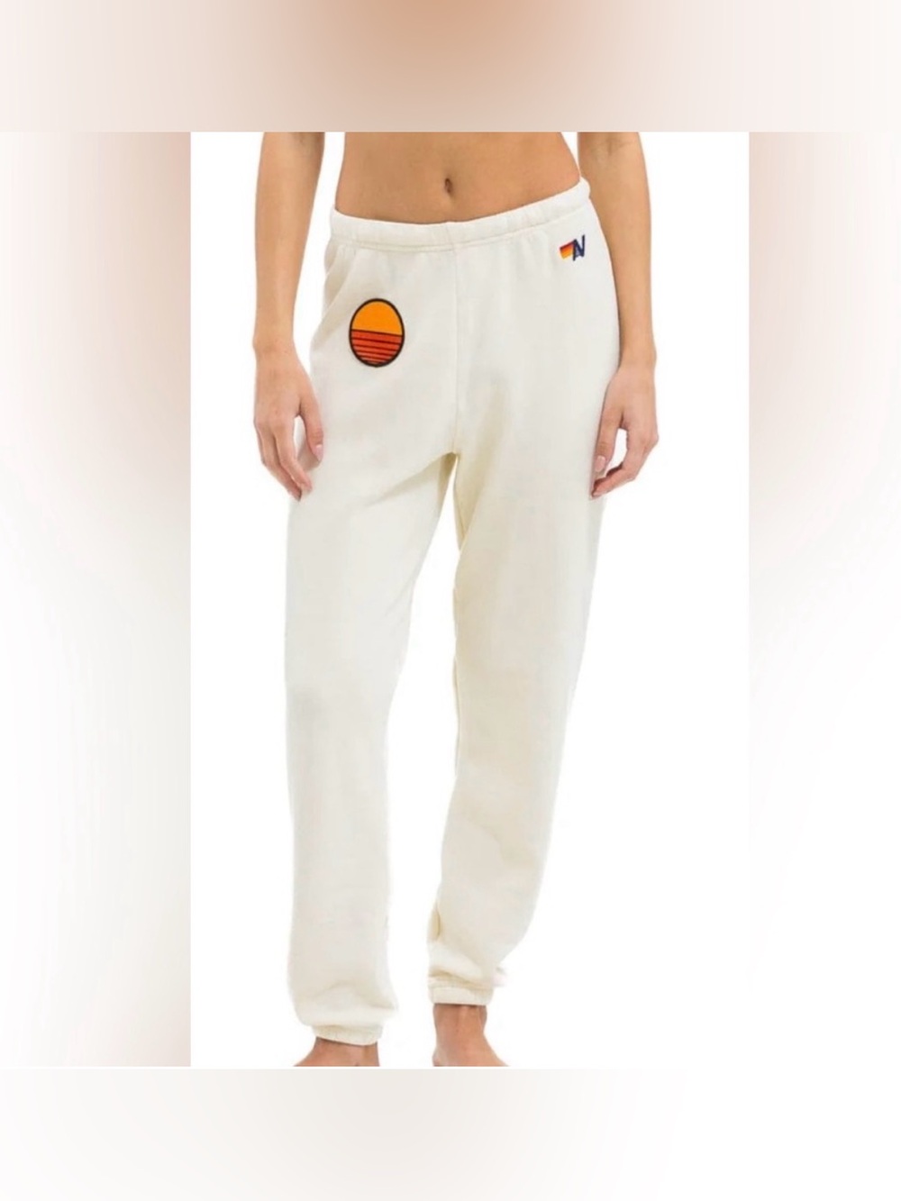 Aviator Nation Sunset Patch Vintage White Sweatpants Size XL